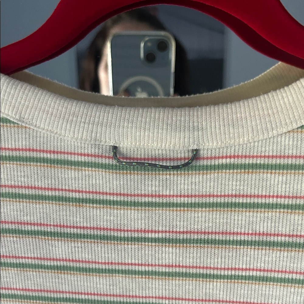 Striped Short Sleeve Tee in Cream and Pink - Picture 3 of 5